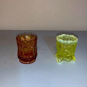Two vintage toothpick holders.